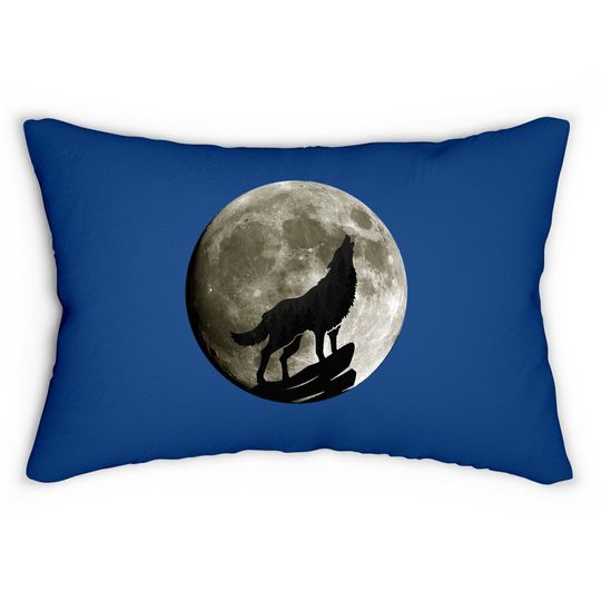 Howling Wolf Midnight Full Moon Wildlife Nature Animal Lumbar Pillow