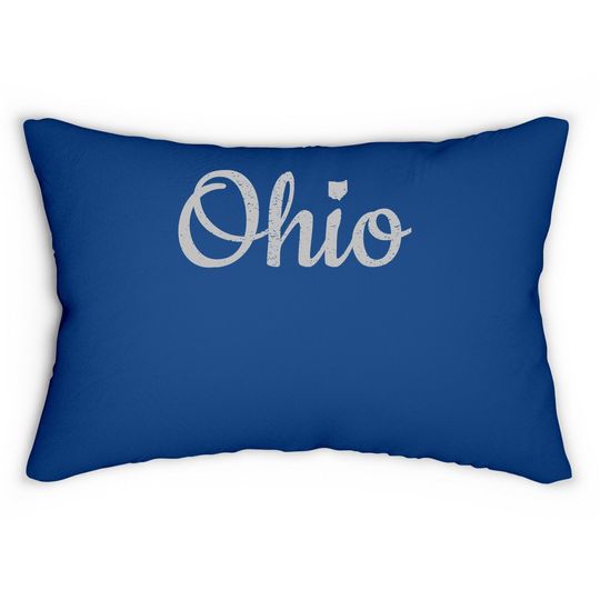 State Of Ohio Pride Script Text Distressed Design Lumbar Pillow