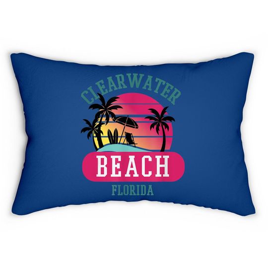 Retro Cool Clearwater Beach Original Florida Beaches Lumbar Pillow