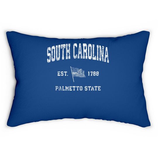 South Carolina Sc Vintage Us Flag Sports Design Lumbar Pillow