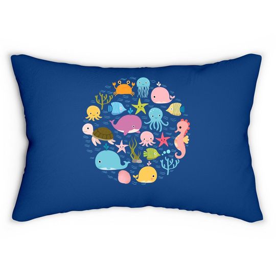Sea Animal Cute Ocean Lumbar Pillow With Fish For Summer Lumbar Pillow
