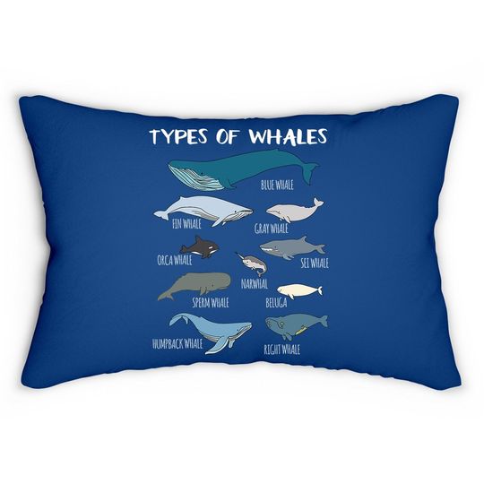 Types Of Whales Cute Ocean Mammals Guide Lumbar Pillow