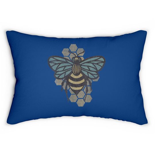 Retro Beekeeper Lumbar Pillow - Vintage Save The Bees Bumblebee