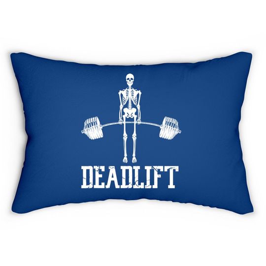 Skeleton Dead Lift Funny Halloween Lifting Weights Lumbar Pillow