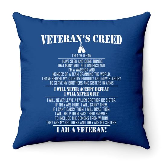 Veteran's creed I'm a veteran Throw Pillows