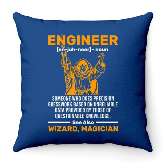 Funny Wizard Engineer Definition Civil Mechanical Engineer Throw Pillow