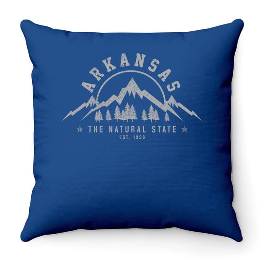 Arkansas Natural State Est. 1836 Mountains Gift Throw Pillow
