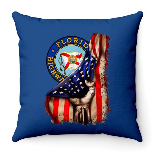 Florida Highway Patrol American Flag Throw Pillow
