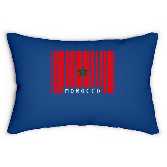 Morocco Barcode Style Flag - Premium Cotton Lumbar Pillow