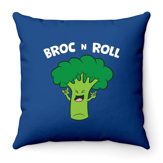 Broc N Roll Vegetable Broccoli Pun Rock N' Roll Throw Pillow