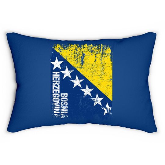 Bosnia Flag Vintage Distressed Lumbar Pillow
