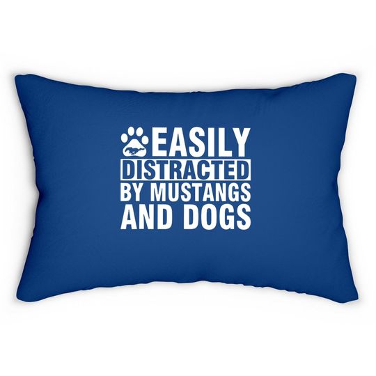 Easily Distracted By Mustangs And Dogs Lumbar Pillow