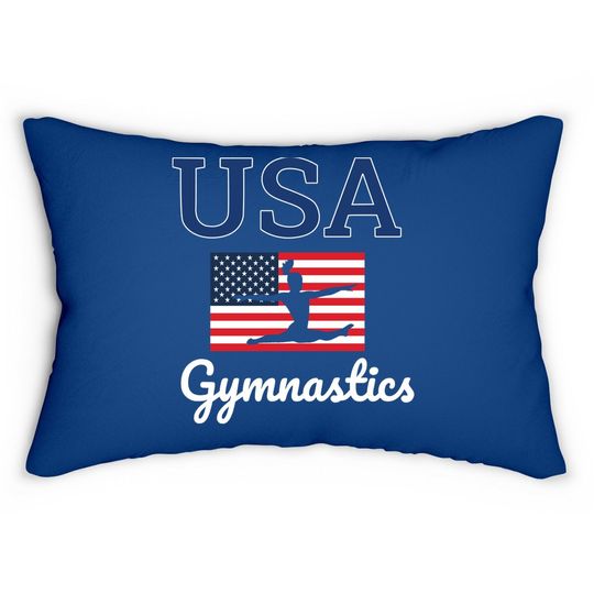 Girl Tumbling Team Gear Gymnastics Usa American Flag Lumbar Pillow