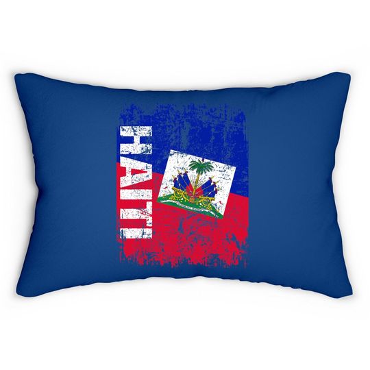 Haiti Flag Vintage Distressed Lumbar Pillow