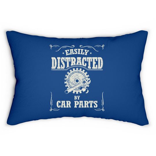 Vintage Car Lover Easily Distracted By Car Parts Lumbar Pillow