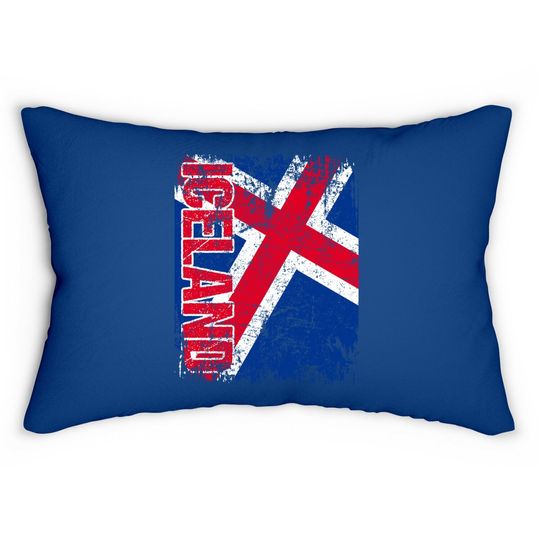 Iceland Flag Vintage Distressed Lumbar Pillow