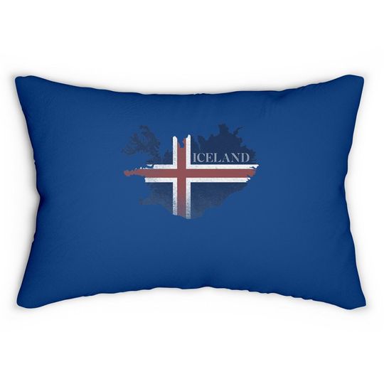 Map Of Iceland Flag Lumbar Pillow