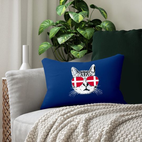 Denmark Flag Danish Cat Sunglasses Funny Lumbar Pillow
