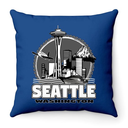 Seattle Pacific Northwest Emerald City Space Needle Souvenir Throw Pillow