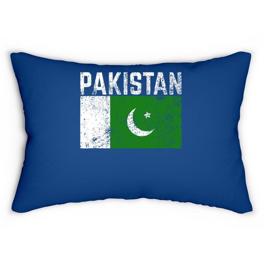 Pakistan Flag Vintage Lumbar Pillow