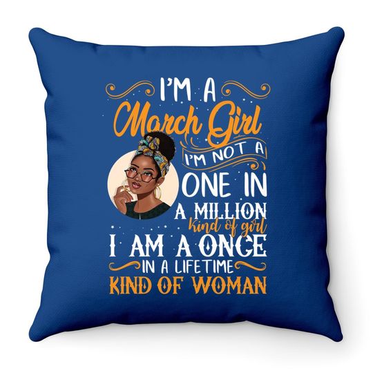 I'm A March Girl Black Pisces Throw Pillow