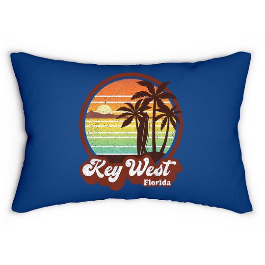 Key West Souvenirs Florida Vintage Surf Surfing Retro 70s Lumbar Pillow
