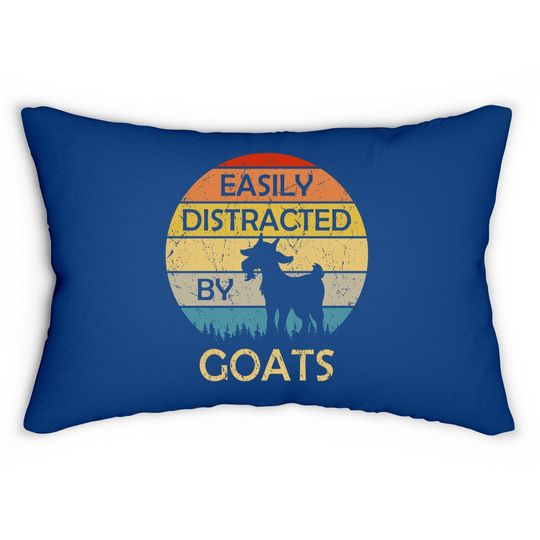 Easily Distracted By Goats Retro Vintage Funny Goat Lover Lumbar Pillow