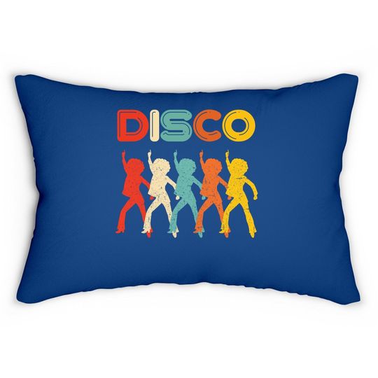 Disco 70s Themed Lumbar Pillow Vintage Retro Dancing Lumbar Pillow