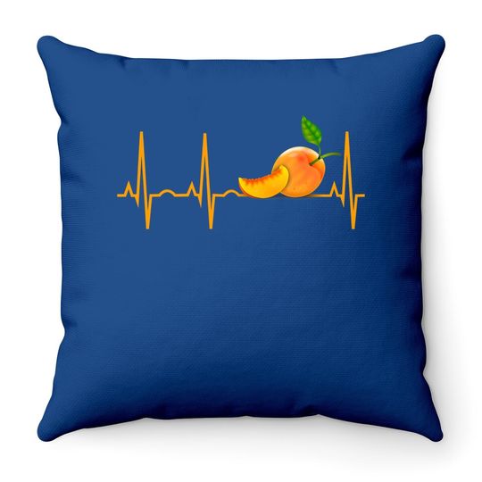 Peach Fruit Heartbeat Throw Pillow