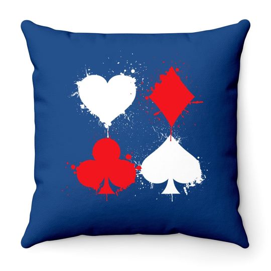 Playing Cards Poker Heart Spade All In Club Throw Pillow