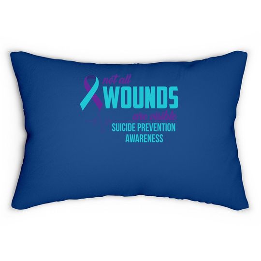 Teal And Purple Ribbon Suicide Prevention Awareness Lumbar Pillow