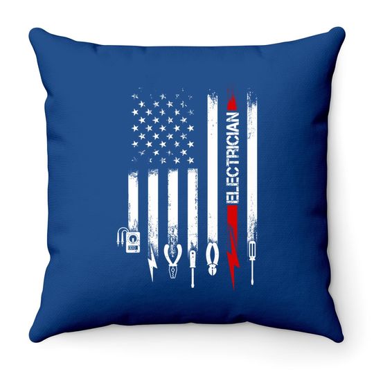American Flag With Electrician Throw Pillow