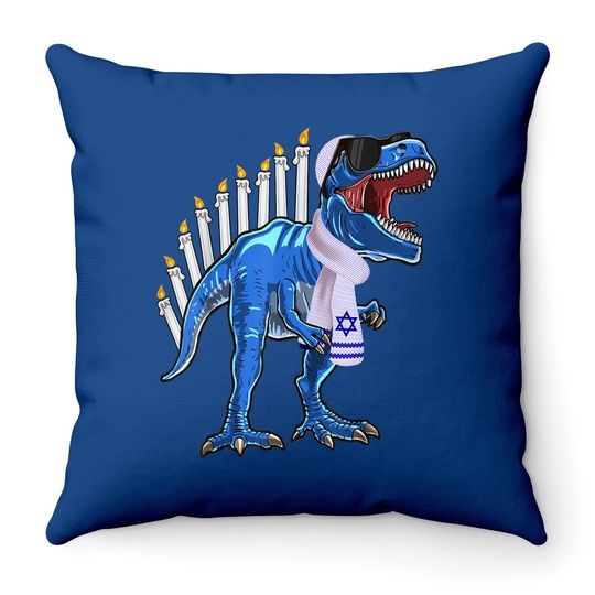T Rex Dinosaur Hanukkah Throw Pillow