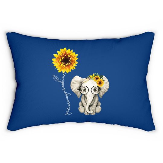 You Are My Sunshine Hippie Sunflower Elephant Lumbar Pillow