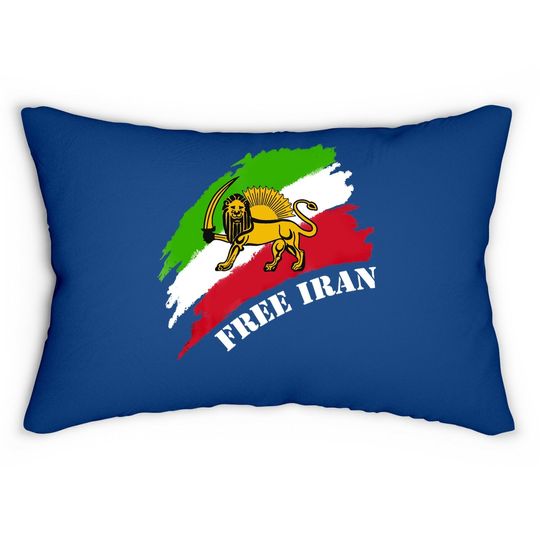 Free Iran Flag With Lion Lumbar Pillow