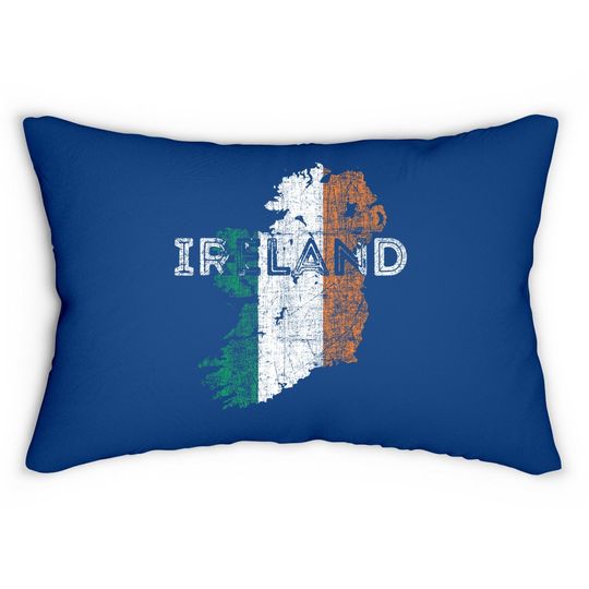 Irish Map And Flag Souvenir Distressed Ireland Lumbar Pillow