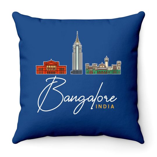 Bangalore India City Skyline Map Travel Throw Pillow
