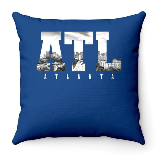 Atl Atlanta Skyline Pride Black & White Vintage Georgia Throw Pillow
