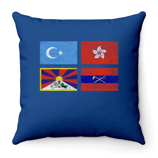 Free Tibet Uyghurs Hong Kong Inner Mongolia China Flag Throw Pillow