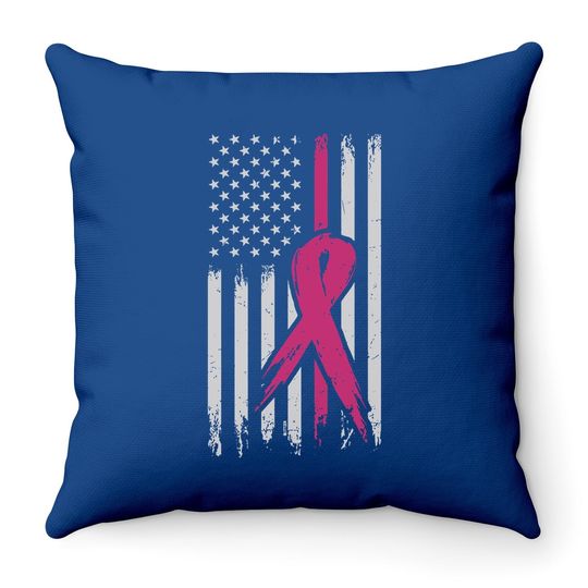 Blittzen Breast Cancer Flag Throw Pillow