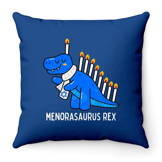 Hanukkah Dinosaur Menorasaurus T Rex Dino Chanukah Boys Gift Throw Pillow