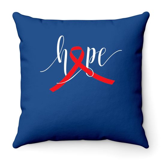 Hope Aids Hiv Red Ribbon Awareness Gift World Aids Day Throw Pillow