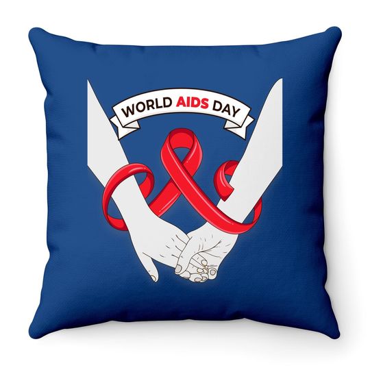 Red Ribbon Aids/hiv Awareness Month World Aids Day Gift Throw Pillow