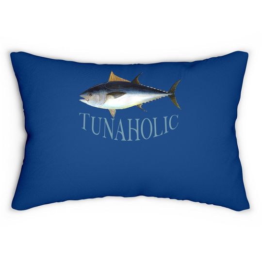 Tunaholic Bluefin Tuna Fish Illustration Fishing Fisherman Lumbar Pillow