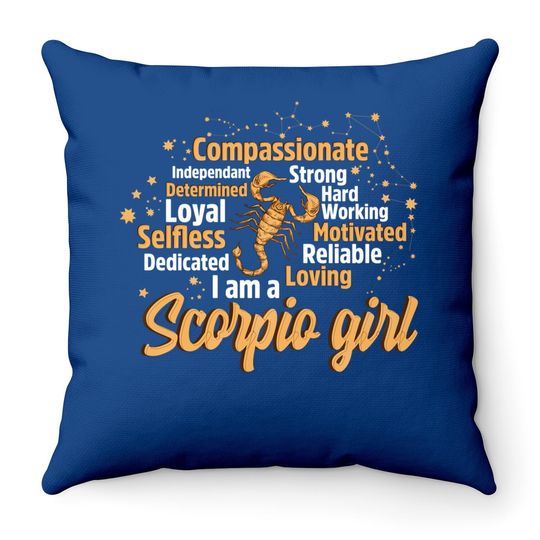 Scorpio Girl Birthday Astrology Zodiac Throw Pillow