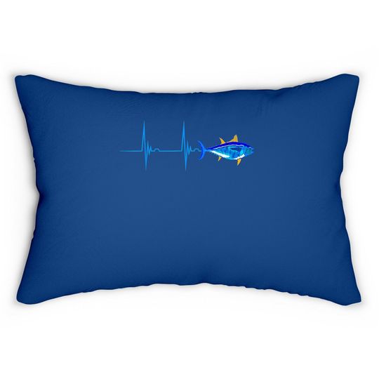 Bluefin Tuna Heartbeat Ekg Pulseline Deep Sea Fishing Lumbar Pillow