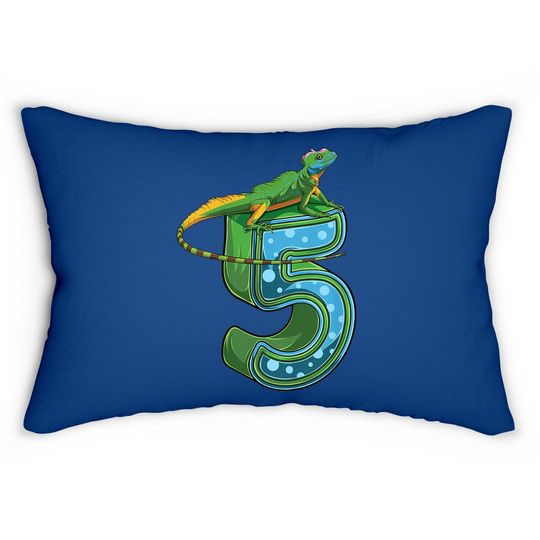5 Year Old Lizard Reptile 5th Birthday Party Lumbar Pillow