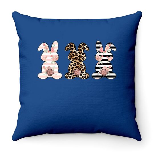 Easter Bunny Rabbit Trio Cute Easter Throw Pillow