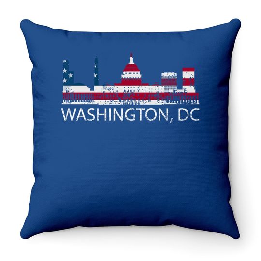 Washington Dc Capitol Hill Usa Flag Souvenir Throw Pillow