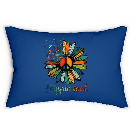 Daisy Peace Sign Hippie Soul Lumbar Pillow